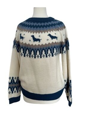 Rachel Antonoff Fair Isle Dachshund Holiday Sweater.  Weiner Dog Women’s XL